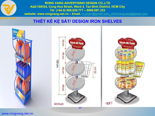 Thiết kế kệ sắt - POSM Quảng Cáo Rồng Vàng - Công Ty TNHH TM DV Thiết Kế Quảng Cáo Rồng Vàng