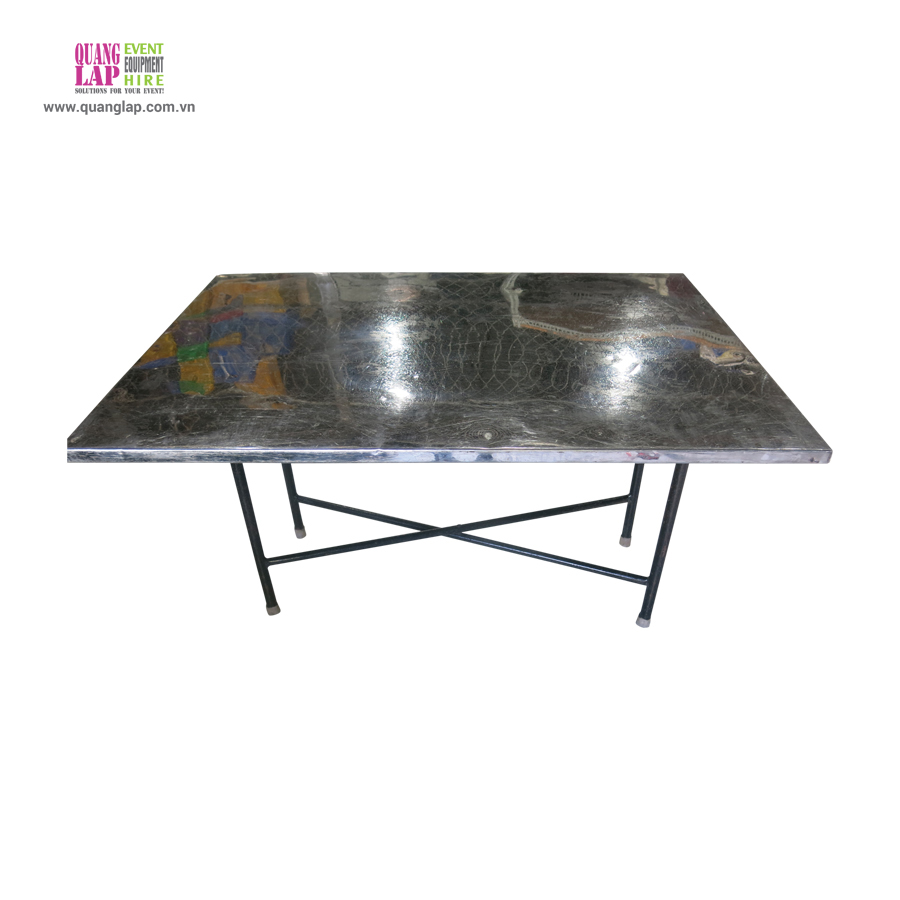Bàn chữ nhật mặt inox