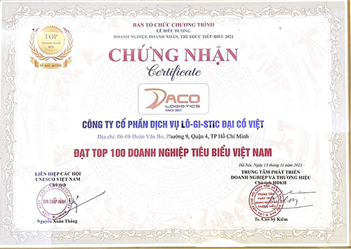 Giải thưởng - DACO Logistics - Công Ty Cổ Phần Dịch Vụ Lô-Gi-Stic Đại Cồ Việt