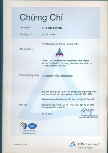 Chứng chỉ ISO - Cơ Điện Lạnh Nam Thịnh - Công Ty Cổ Phần Cơ Điện Lạnh Nam Thịnh