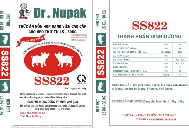 Dạng viên cao cấp cho heo thịt từ 15 - 30kg - Công Ty TNHH ANT (LA)
