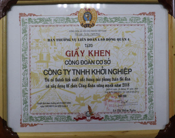 Giấy khen - Vật Liệu Thiết Bị Đóng Gói  Toàn Quốc Khởi Nghiệp - Công Ty TNHH Khởi Nghiệp