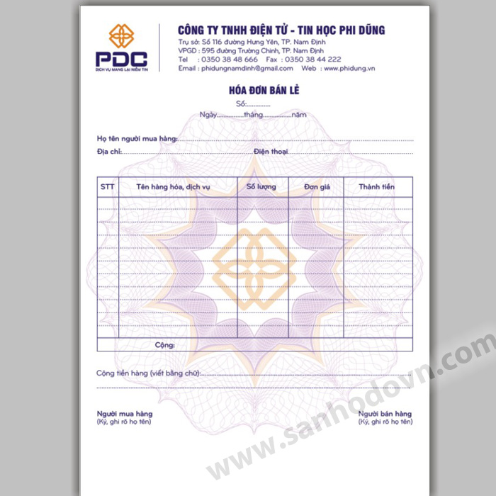 Biểu mẫu Cacboless - In ấn San Hô Đỏ  - Công Ty Trách Nhiệm Hữu Hạn Thương Mại Dịch Vụ San Hô Đỏ