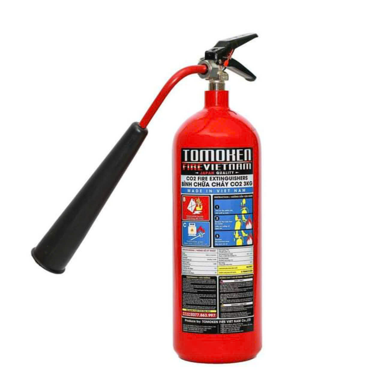 Bình chữa cháy Tomoken CO2 3kg - Phòng Cháy Chữa Cháy An Toàn - Công Ty TNHH An Toàn