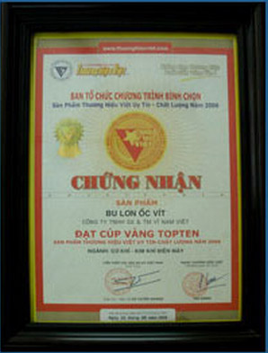 Giấy chứng nhận sản phẩm Bulon ốc vít - Vinavit - Công Ty CP Sản Xuất Thương Mại Vĩ Nam Việt