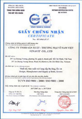 Chứng chỉ ISO 9001:2008 - Vinavit - Công Ty CP Sản Xuất Thương Mại Vĩ Nam Việt