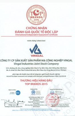 Chứng nhận Top Brands 2015 - Mạ Kẽm Nhúng Nóng Vingal-Vnsteel - Công Ty CP Mạ Kẽm Công Nghiệp Vingal-Vnsteel