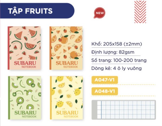 Tập Fruits - Giấy Vĩnh Thịnh - Công Ty TNHH Thương Mại Công Nghiệp Giấy Vĩnh Thịnh
