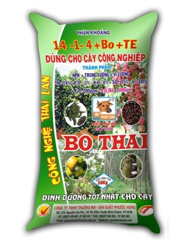 Phân khoáng BO THAI (Cây công nghiệp) - Phân Bón Phước Hưng - Công Ty TNHH Thương Mại - Sản Xuất Phước Hưng