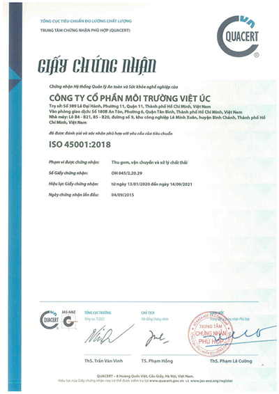 ISO 45001:2018 - VINAUSEN - Công Ty Cổ Phần Môi Trường Việt úc