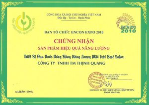 Chứng chỉ, chứng nhận - Máy Nước Nóng Năng Lượng Mặt Trời Thịnh Quang - Công Ty TNHH Sản Xuất Xuất Nhập Khẩu Thương Mại Thịnh Quang