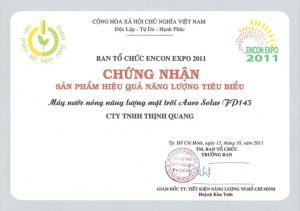 Chứng chỉ, chứng nhận - Máy Nước Nóng Năng Lượng Mặt Trời Thịnh Quang - Công Ty TNHH Sản Xuất Xuất Nhập Khẩu Thương Mại Thịnh Quang