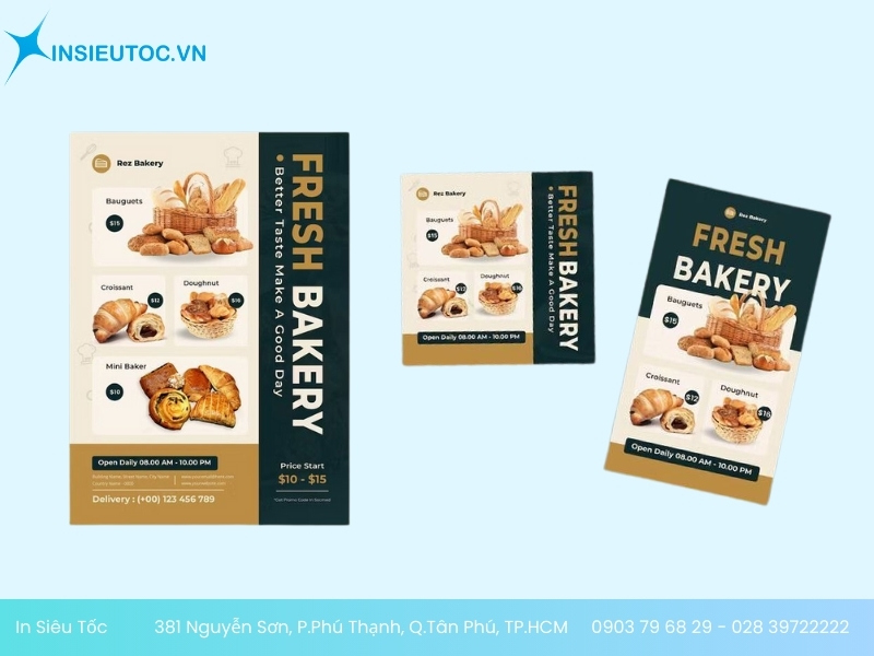 In tờ rơi tiệm bánh