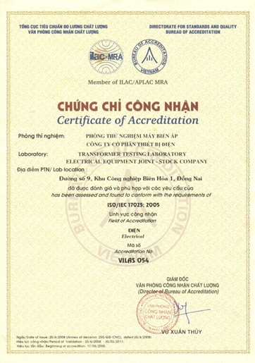 Phòng thí nghiệm đạt chuẩn quốc gia VILAS 054