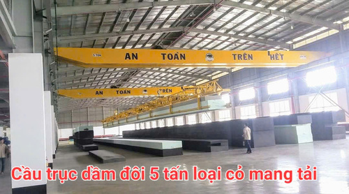 Cầu trục dầm đôi 5 tấn loại có máng tải - Cầu Trục Và Cổng Trục Quảng Liên - Công Ty TNHH Cầu Trục Thang Máy Quảng Liên
