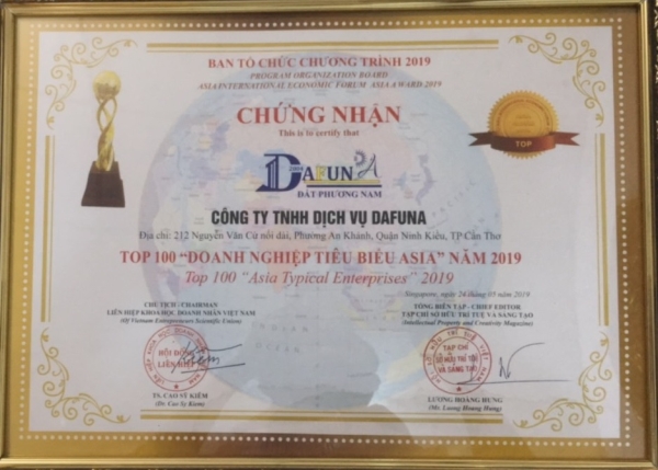 Top 100 doanh nghiệp tiêu biểu ASIA 2019 - Công Ty TNHH Dịch Vụ Đất Phương Nam