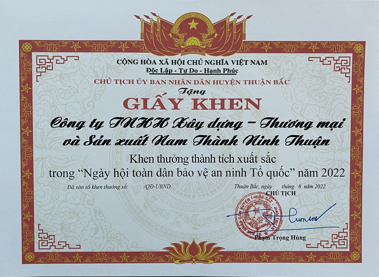  - Môi Trường Nam Thành Ninh Thuận - Công Ty TNHH Xây Dựng - Thương Mại Và Sản Xuất Nam Thành Ninh Thuận