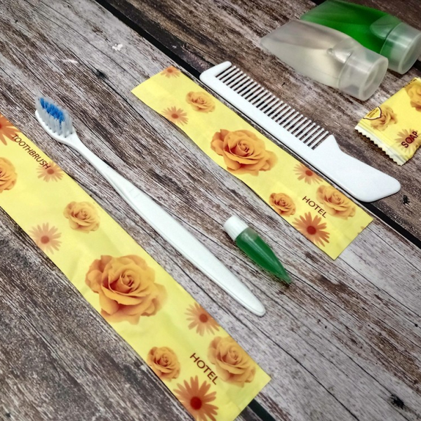 Bộ đồ dùng túi hoa vàng - Đồ Dùng Khách Sạn Quân Phúc - Công Ty Trách Nhiệm Hữu Hạn Quân Phúc