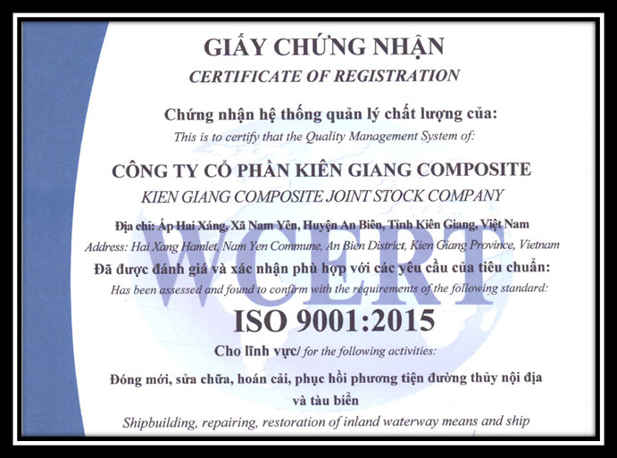 Chứng nhận - Công Ty Cổ Phần Kiên Giang Composite