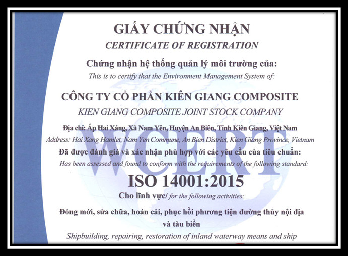 Chứng nhận - Công Ty Cổ Phần Kiên Giang Composite