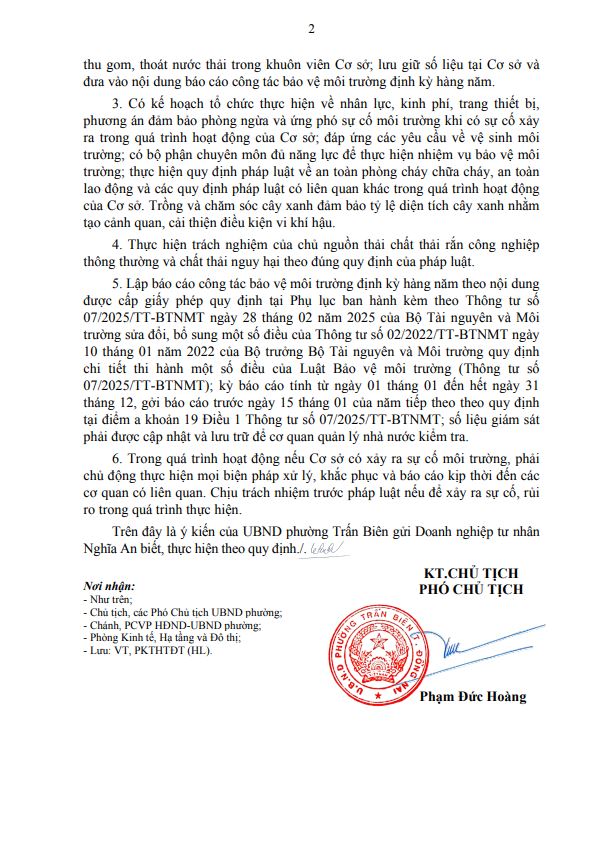 Giấy tiếp nhận hồ sơ môi trường