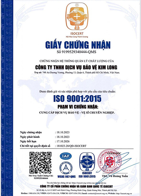 Chứng nhận ISO 9001:2015