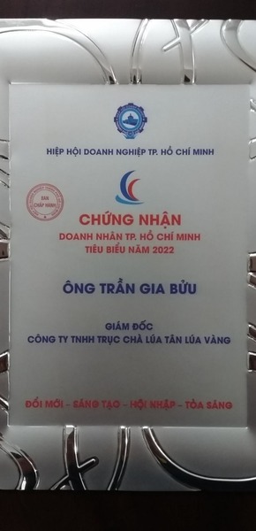 Doanh nhân TP. Hồ Chí Minh tiêu biểu 2022 - Trục Chà Lúa Tân Lúa Vàng - Công Ty TNHH Trục Chà Lúa Tân Lúa Vàng