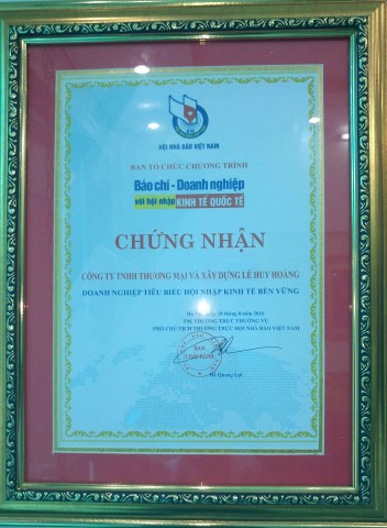 Chứng nhận, giải thưởng - Xây Dựng Lê Huy Hoàng - Công Ty TNHH Xây Dựng Thương Mại Lê Huy Hoàng
