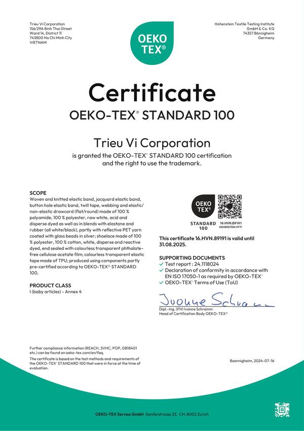 Chứng nhận OEKO-TEX STANDARD 2025