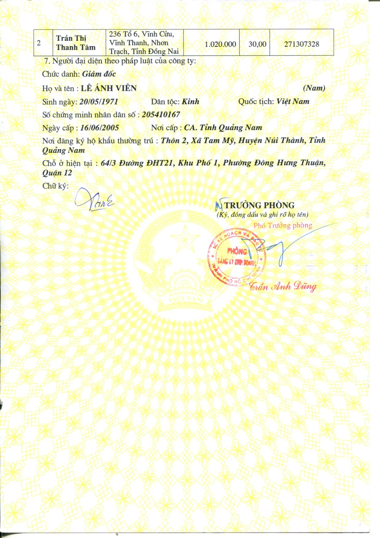 Chứng nhận đăng ký kinh doanh