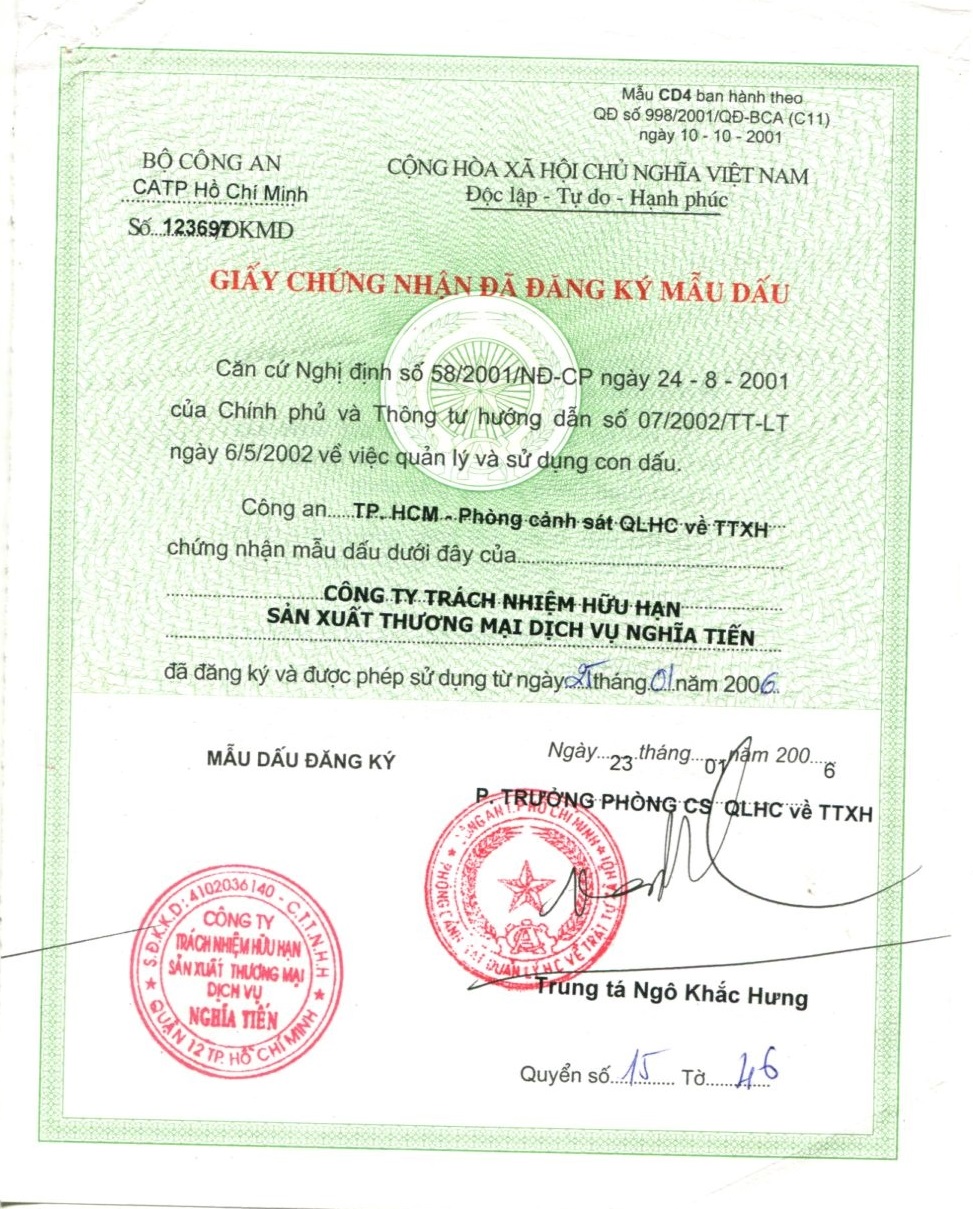 Chứng nhận đăng ký mẫu dấu