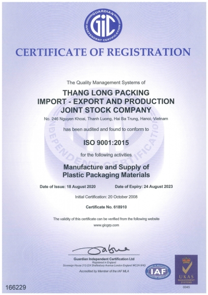 Chứng chỉ ISO 9001:2015