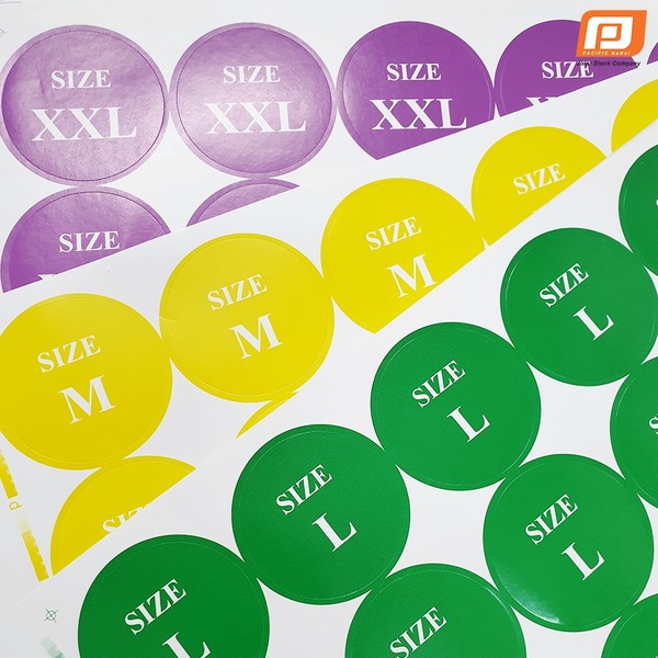 Tem dán size nhiều màu - Nhãn Mác Và Phụ Liệu Dệt May Thanh Bình - Công Ty Cổ Phần Sản Xuất Nhãn Mác Và Phụ Liệu Dệt May Thanh Bình