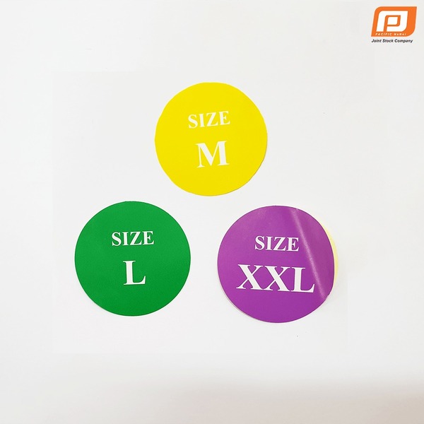 Tem dán size nhiều màu - Nhãn Mác Và Phụ Liệu Dệt May Thanh Bình - Công Ty Cổ Phần Sản Xuất Nhãn Mác Và Phụ Liệu Dệt May Thanh Bình