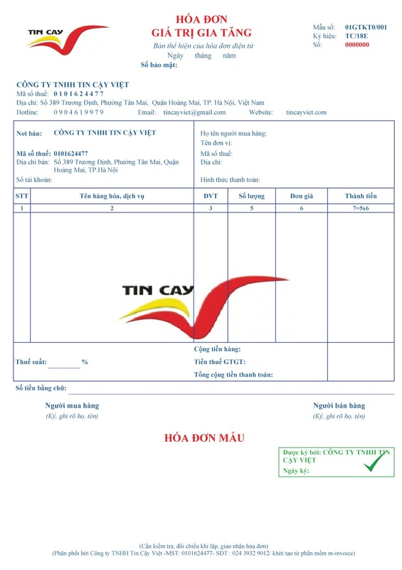 In hóa đơn - In ấn Tin Cậy Việt - Công Ty TNHH Tin Cậy Việt