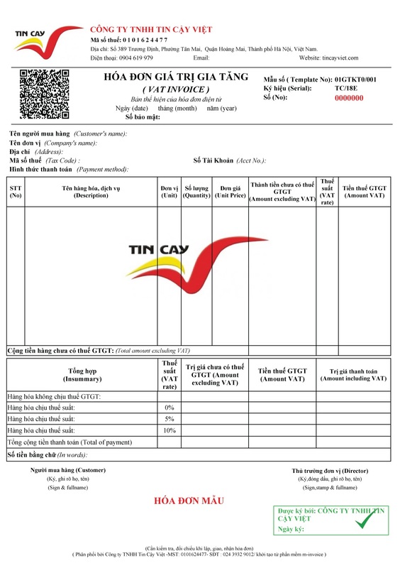 In hóa đơn - In ấn Tin Cậy Việt - Công Ty TNHH Tin Cậy Việt