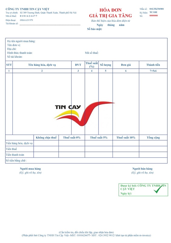 In hóa đơn - In ấn Tin Cậy Việt - Công Ty TNHH Tin Cậy Việt