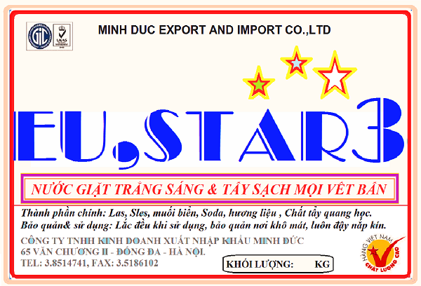 Nước giặt EU STAR 3 - Công Ty TNHH Kinh Doanh Xuất Nhập Khẩu Minh Đức