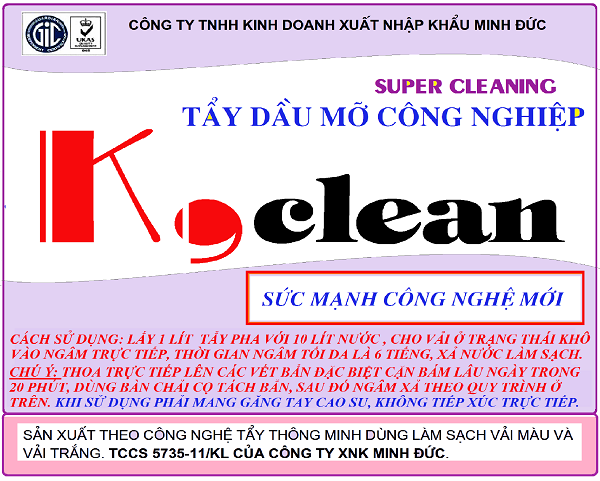Tẩy K,clean - Công Ty TNHH Kinh Doanh Xuất Nhập Khẩu Minh Đức