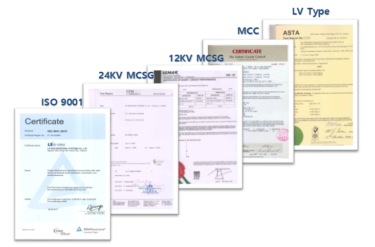 Chứng chỉ - Tủ Bảng Điện LS Electric - Công Ty TNHH LS Electric Việt Nam