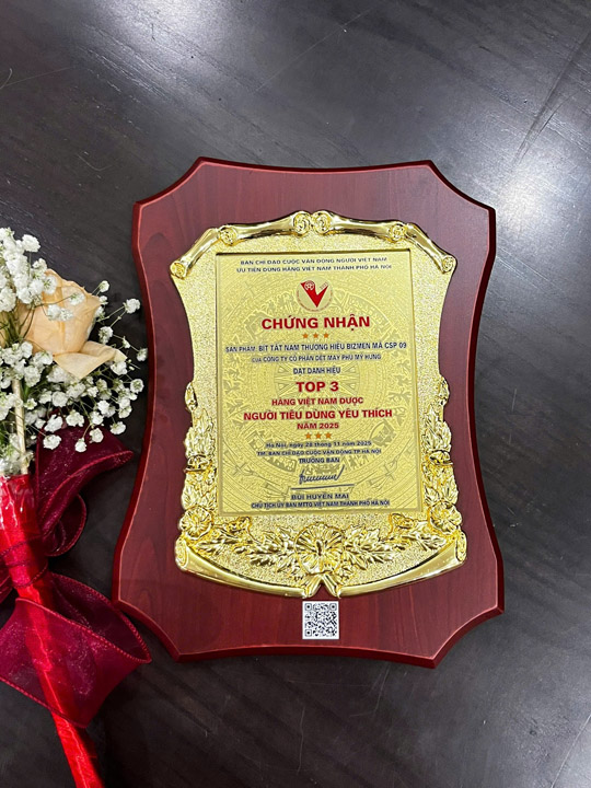 Chứng Nhận Top 3 Hàng Việt Nam Được Người Tiêu Dùng Yêu Thích - Bít Tất Phú Vĩnh Hưng - Công Ty Cổ Phần Dệt May Phú Vĩnh Hưng