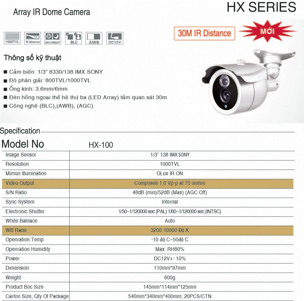 Camera HX - 100 - Công Ty Cổ Phần IFO - Đầu Tư Phát Triển Công Nghệ