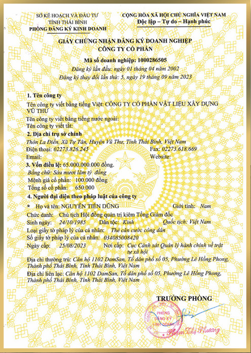 Chứng nhận đăng ký doanh nghiệp