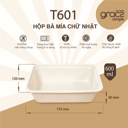 Hộp bã mía chữ nhật T601 - Bao Bì Lê ánh Hoa - Công Ty TNHH Sản Xuất Thương Mại Và Dịch Vụ Lê ánh Hoa