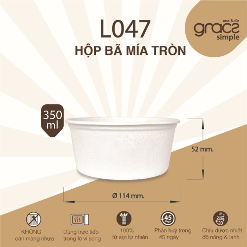 Hộp bã mía tròn L047 - Bao Bì Lê ánh Hoa - Công Ty TNHH Sản Xuất Thương Mại Và Dịch Vụ Lê ánh Hoa