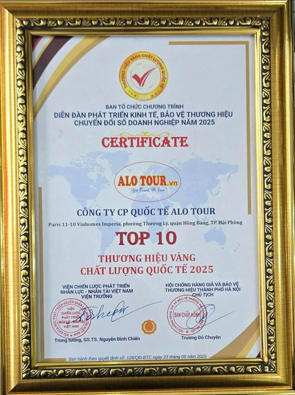 Chứng nhận - Công Ty Cổ Phần Du Lịch Quốc Tế ALO TOUR