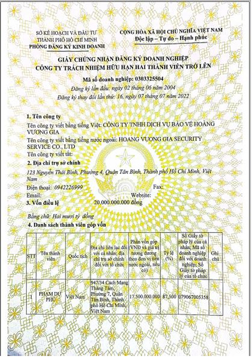 Chứng nhận đăng ký doanh nghiệp