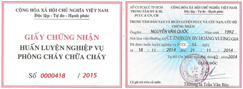 Chứng nhận nghiệp vụ PCCC