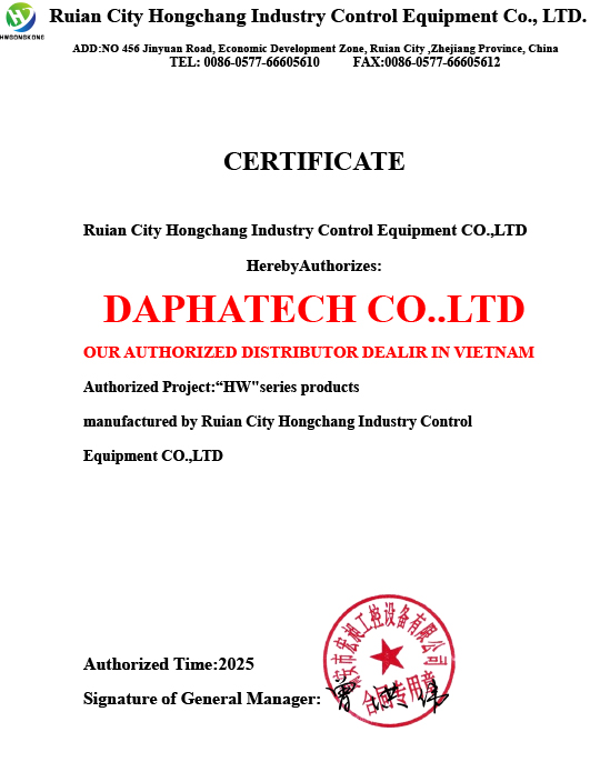 Chứng nhận NPP Hongchang