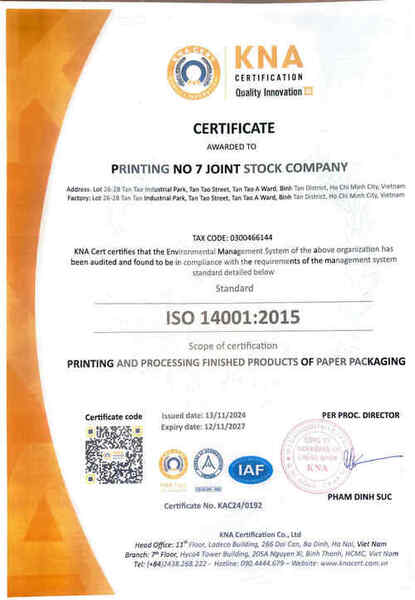 ISO 14001:2015 - In Số 7 - Công Ty Cổ Phần In Số 7